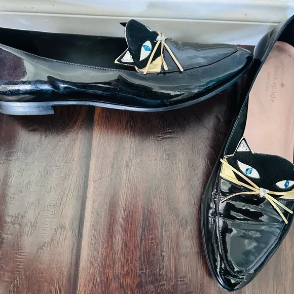 Kate Spade Black Kitty Cat Loafers size 9 - Picture 4 of 4